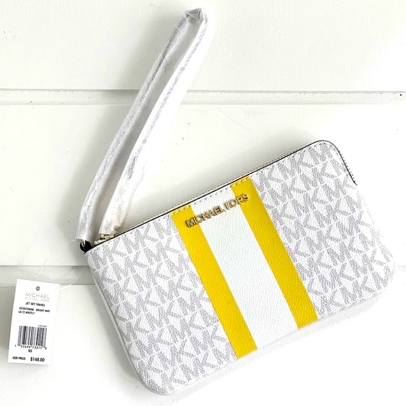 Michael Kors Logo Stripe Tote & Wristlet Bag Set - Picture 3 of 16